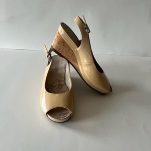 (2* for $45) Patent open toe pumps by Josef Seibel size 35